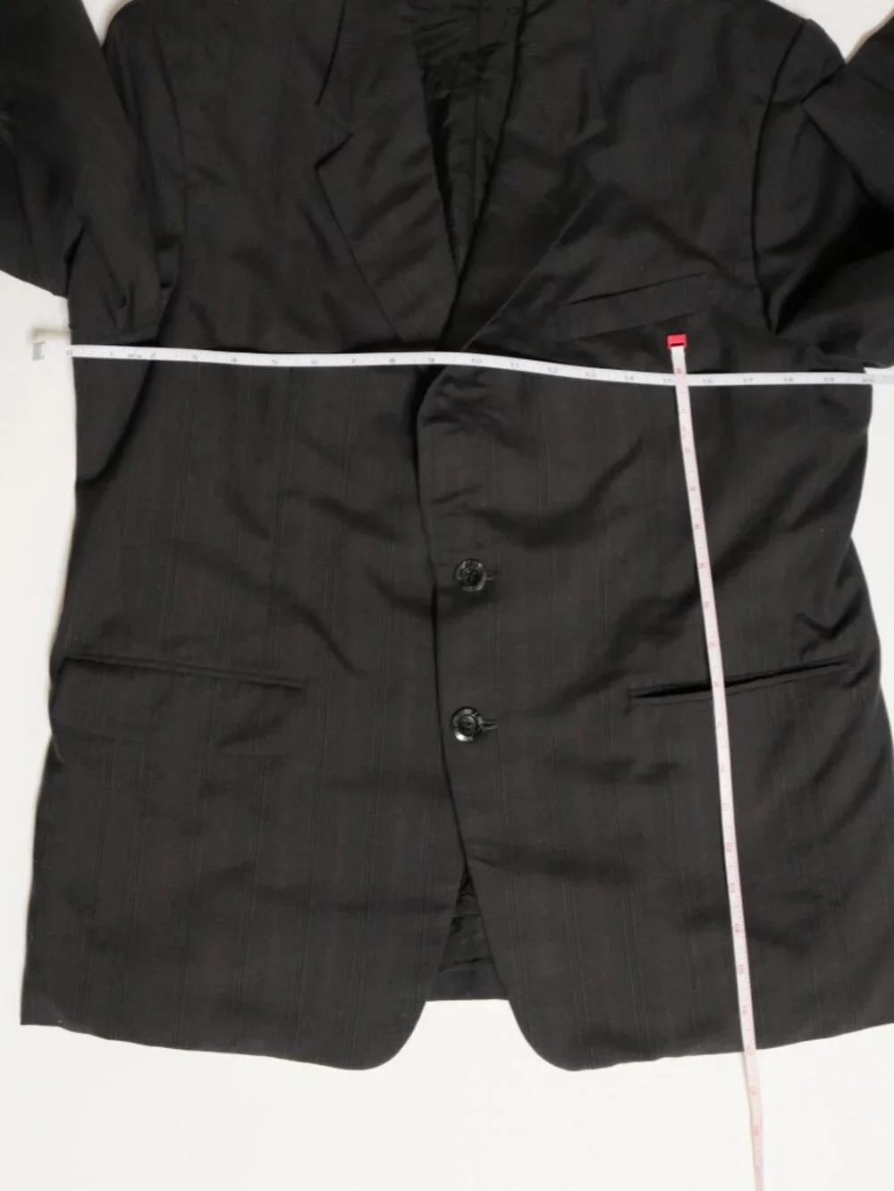 Vintage MINOVA ENGLAND Super 110's Black Wool Striped Blazer - Picture 8 of 12